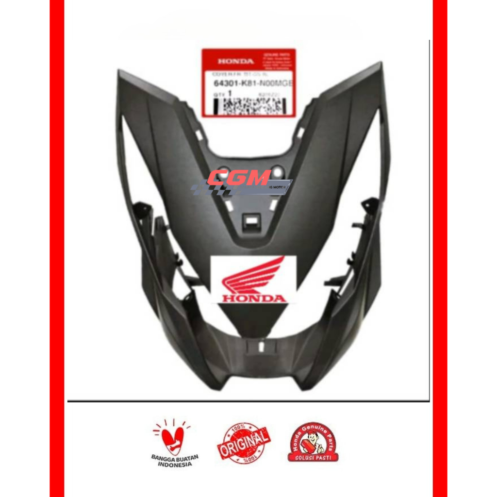 64301-K81-N00MGB Cover front tameng panel lampu beat esp eci beat street 2017-2019 HITAM DOFF ORI AH