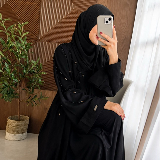 By Wardah || Khadijah Abaya Jetblack | abaya couple | set ibu anak | Dress cuople
