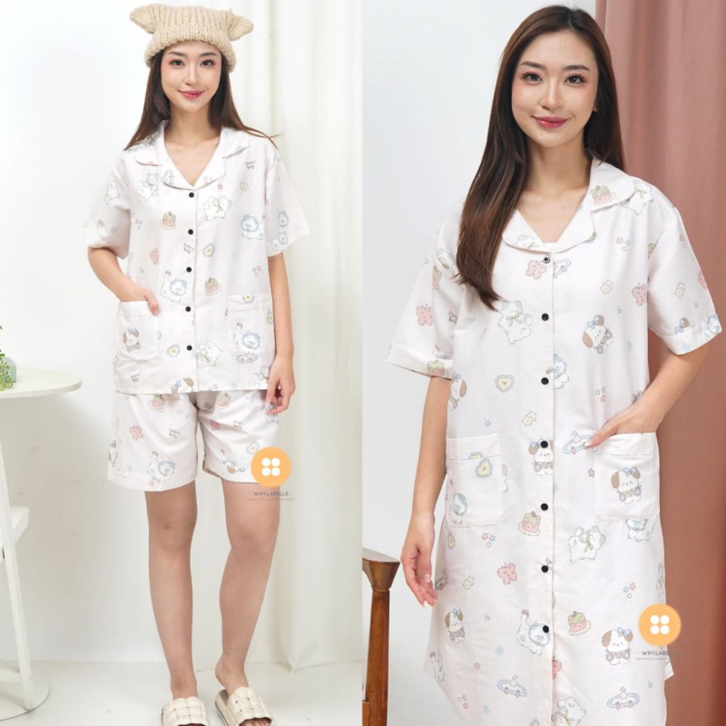 WHY.LABELLE baju tidur piyama Katun Jepang Murni 100% motif CAKE