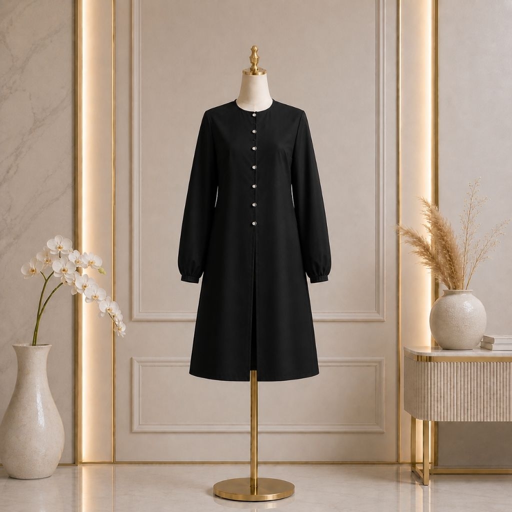 Tunik Maxmara Premium Polos Hitam Tunik Kerja Kondangan Hari Raya Wanita Hijab
