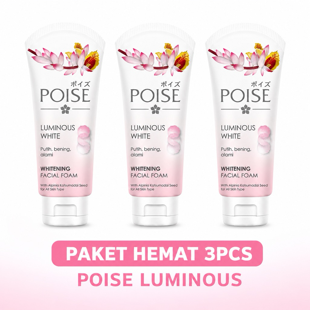 (Paket 3pcs) Poise Luminous White Whitening Facial Foam 100g