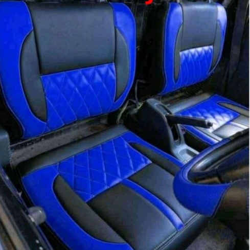 cover jok mobil L300 motif hitam biru