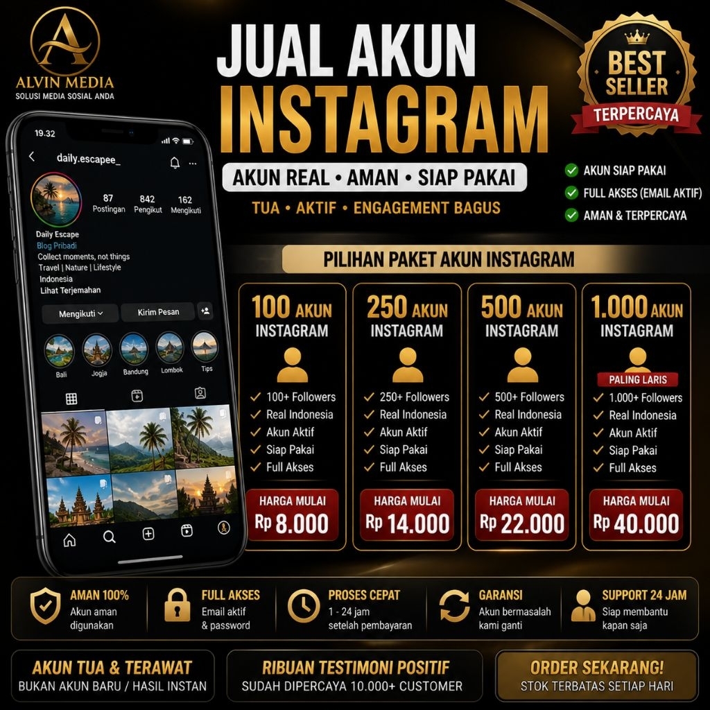 Akun Instagram 100 250 500 1000 Followers Real Indo Aktif Akun Siap Pakai Full Akses Murah Bergarans