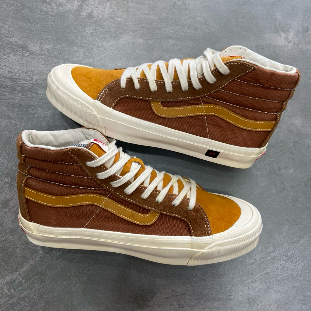 [Size 41] Vans Sk8-Hi Vault OG Style 138 LX Luxury Brown Walnut Yellow White Second Original Kondisi