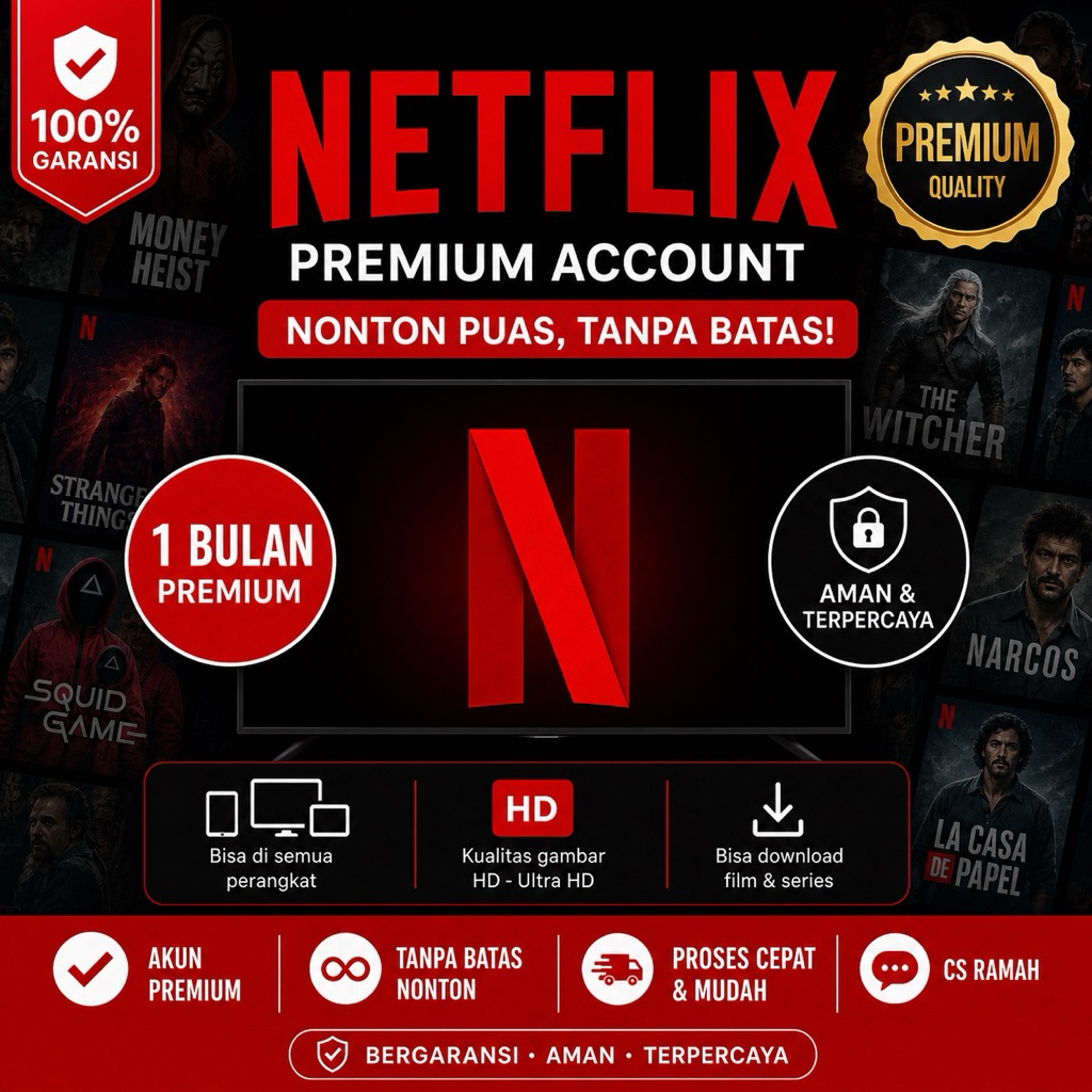 NETFLIXXXX PREMIUM PRIVATE PROFIL– 1 BULAN Nonton lebih nyaman tanpa gangguan