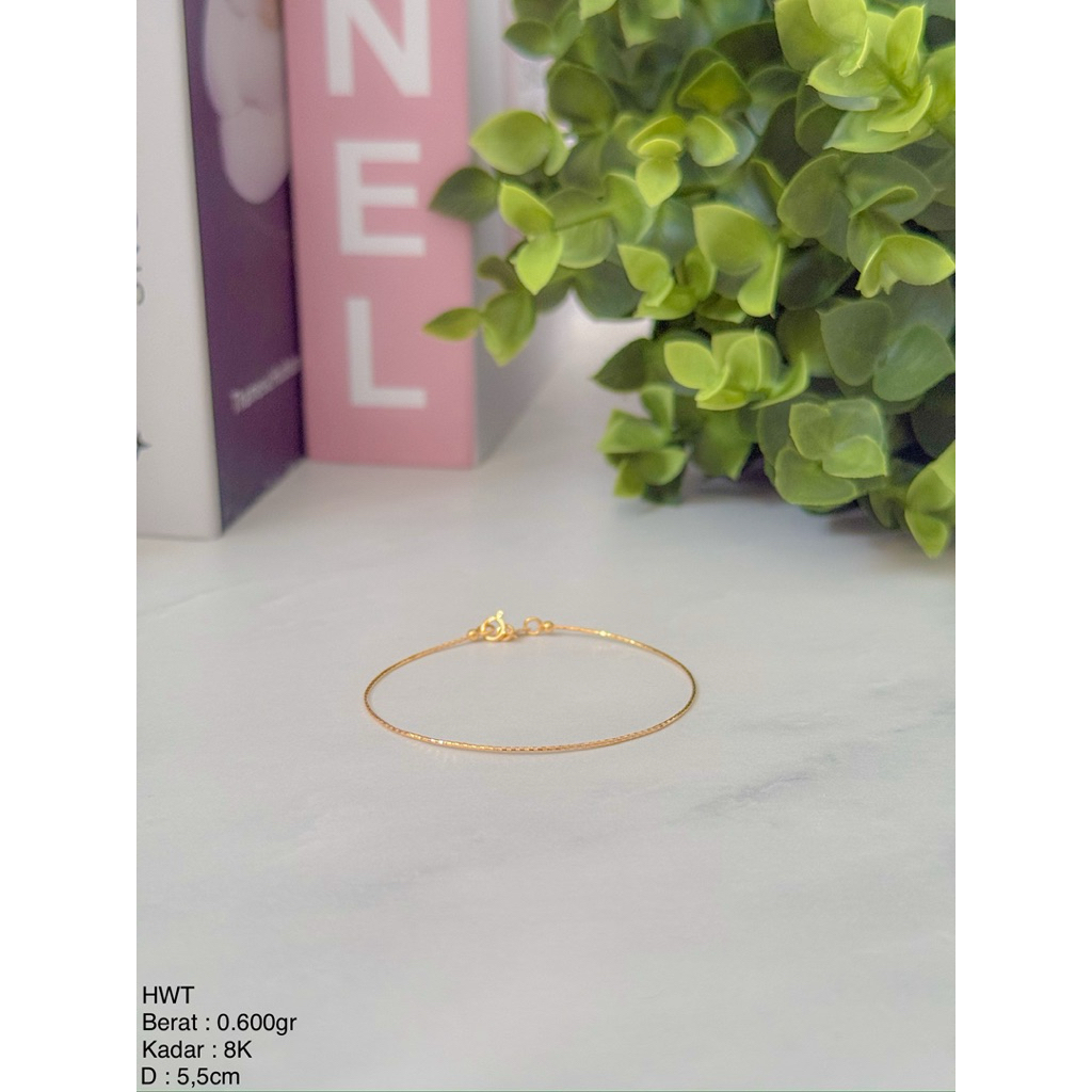 Perhiasan Gelang Emas Kawat Polos Ringan HWT 8k/375