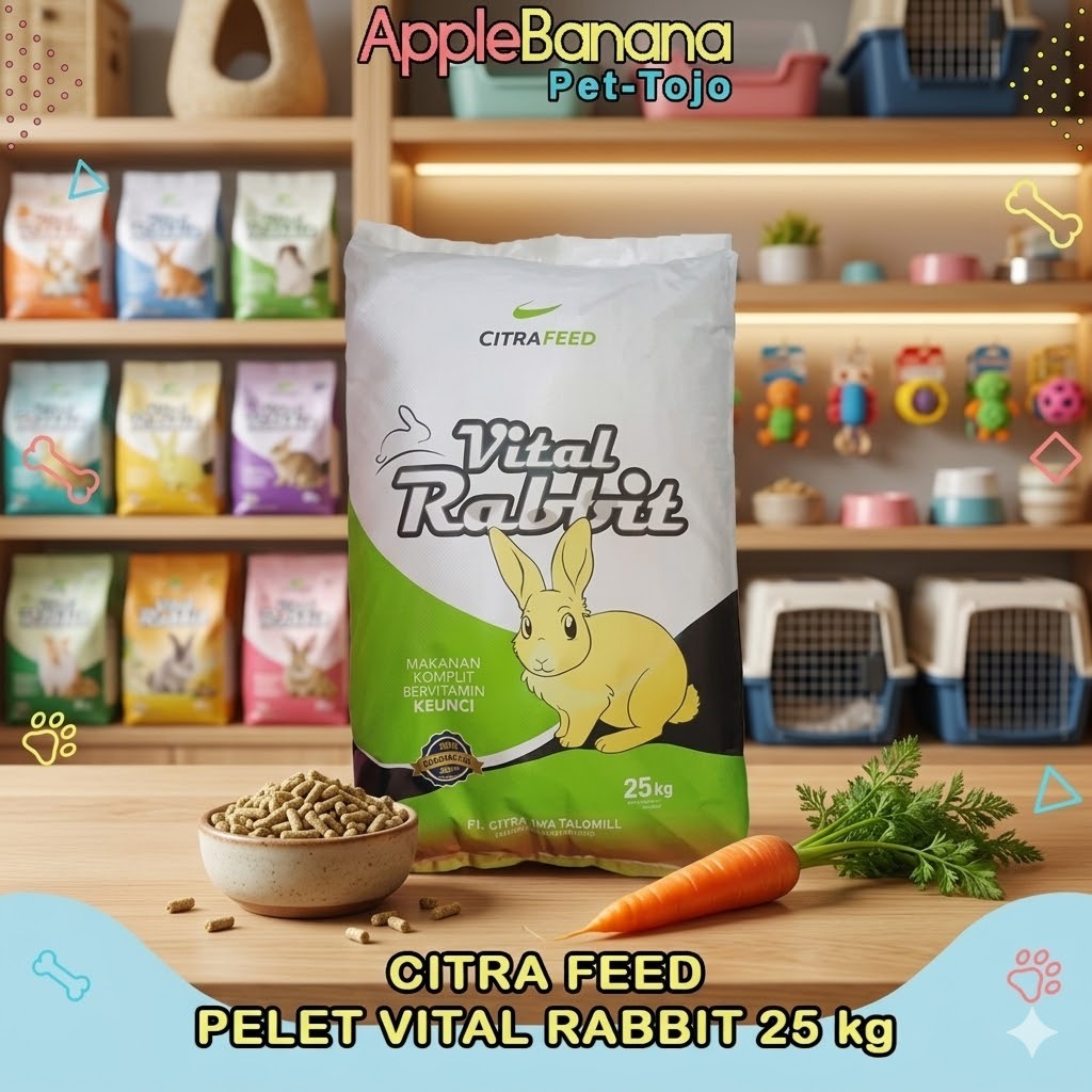 Pelet Kelinci 25 kg, Pakan Lengkap untuk Semua Usia, Dukung Pertumbuhan Cepat