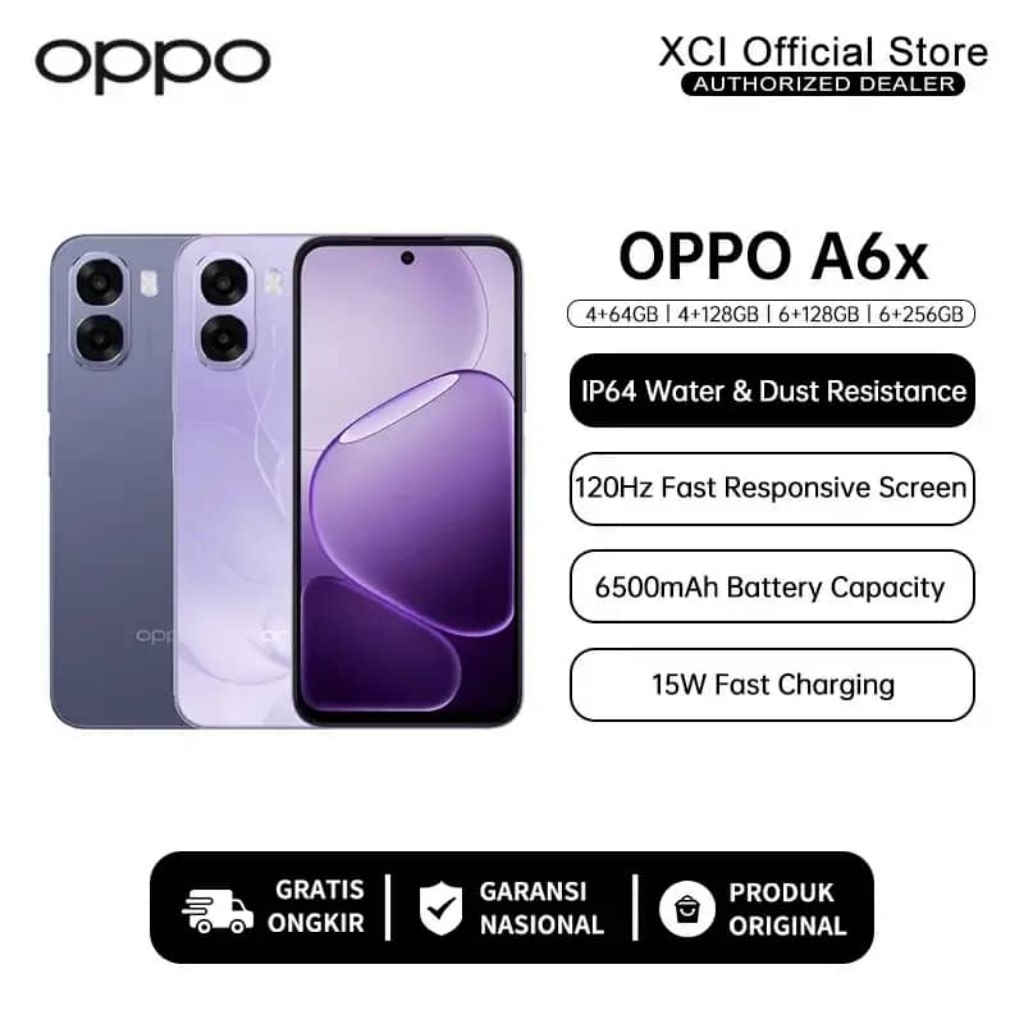 OPPO A5x 6/256gb - Desain Tahan Air, Baterai Tahan Lama, Layar Responsif