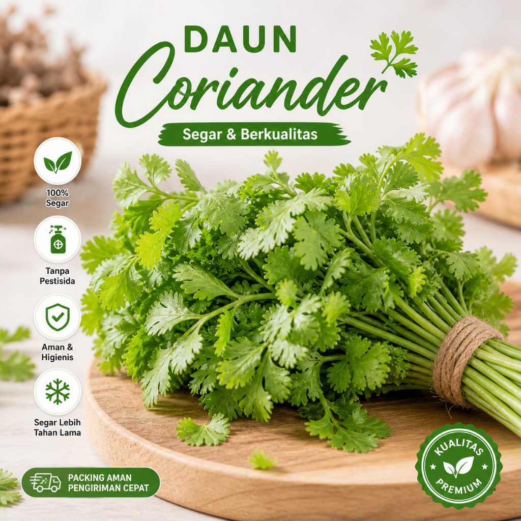 Daun Coriander 100gr Segar, Aromatik & Siap Pakai (Ketumbar Daun)