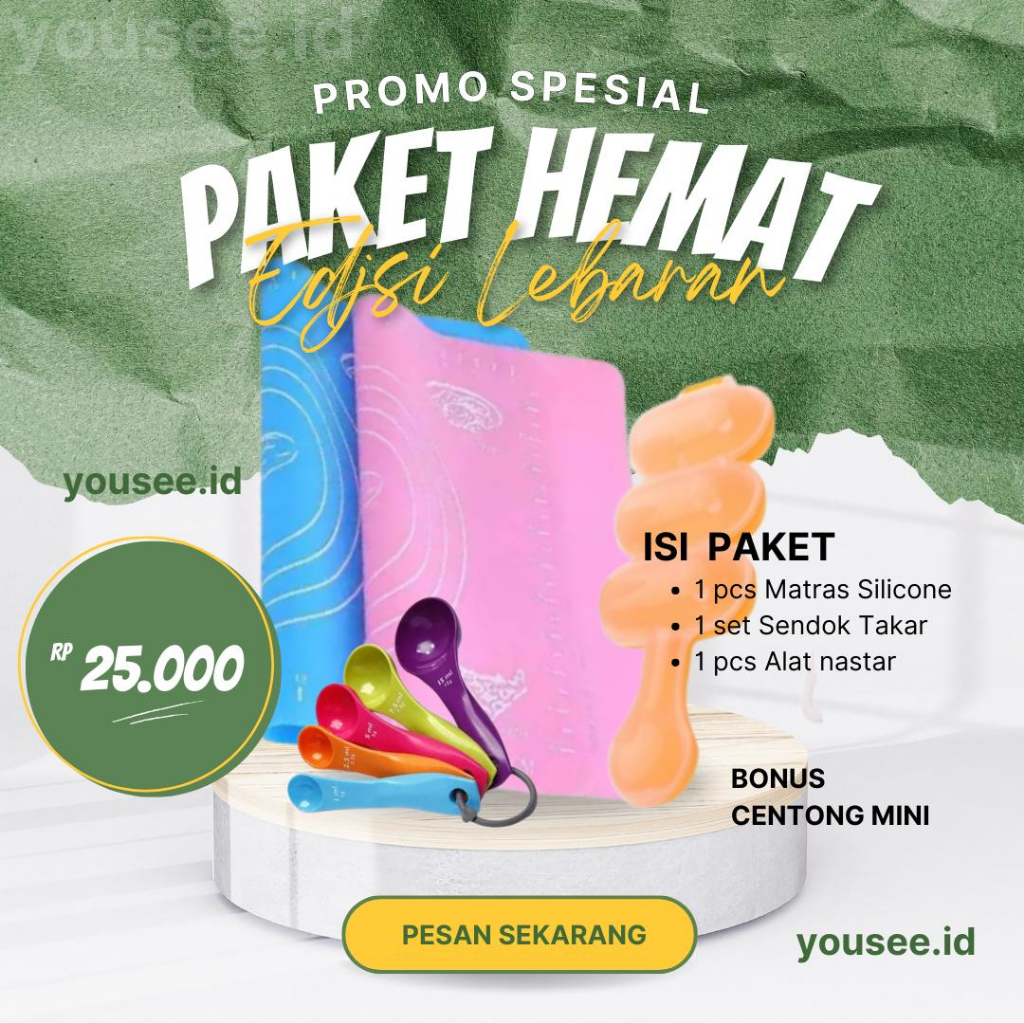 Paket Alat Kue Nastar Lebaran & Masak Hemat | Cetakan Nasi Bulat + Sendok Takar + Matras Silikon