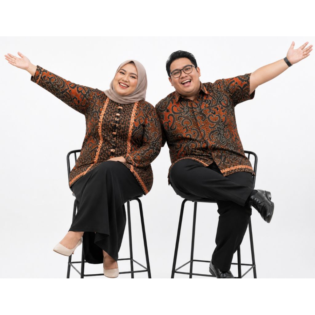 COUPLE JUMBO BATIK "E" SIZE M L XL XXL XXXL XXXXL 4L 5L 6L 7L SARIMBIT JUMBO BIG SIZE BAJU BESAR