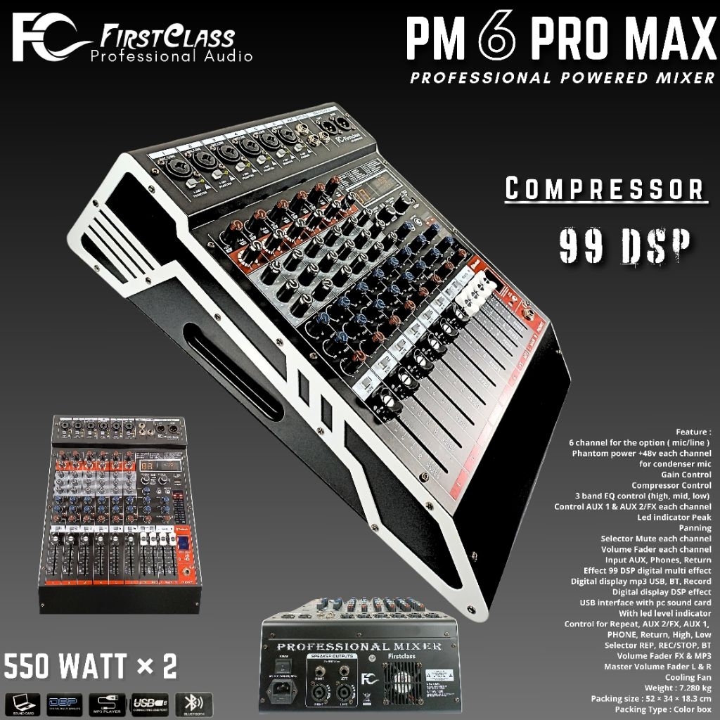 POWER MIXER FIRSTCLASS PM 6 PRO MAX POWER 6 CHANNEL ORIGINAL PM6 PRO MAX
