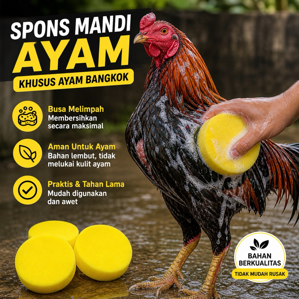 Spon Mandi Ayam Lembut Anti Luka spon bulat | Alat Mandi Ayam Hias & Ternak