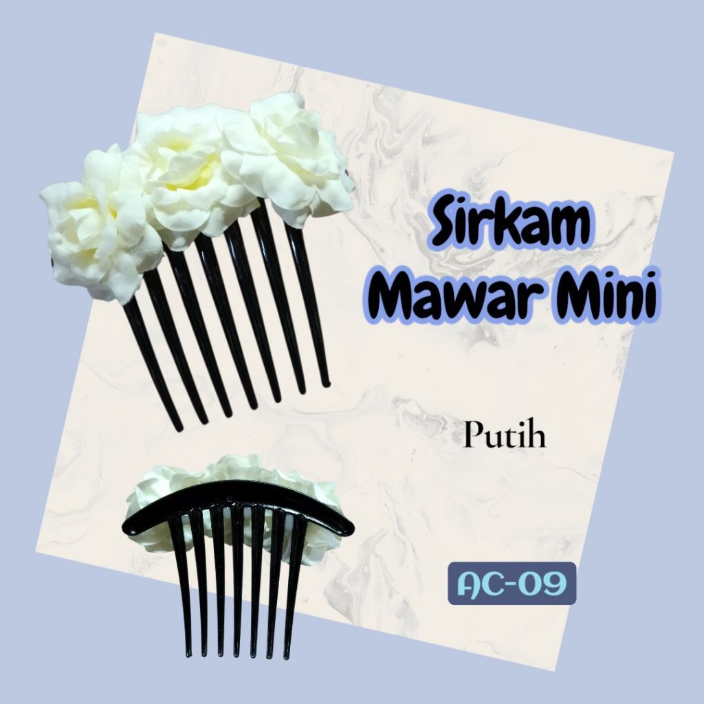 AC-09 Hiasan Rambut Sanggul Sirkam Mawar Mini Putih
