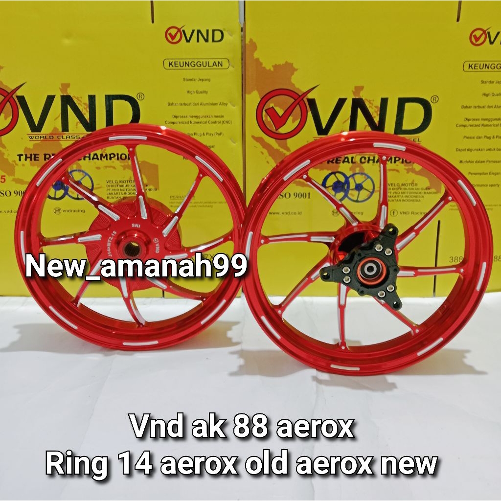 VND VELG AK88 R14 185/215x14 FOR AEROX OLD AEROX NEW AEROX 150 AEROX 155 VELG RACING VND   AK 88 VND