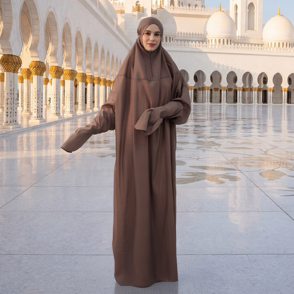 Mandjha Loula Brown Mukena by Ivan Gunawan