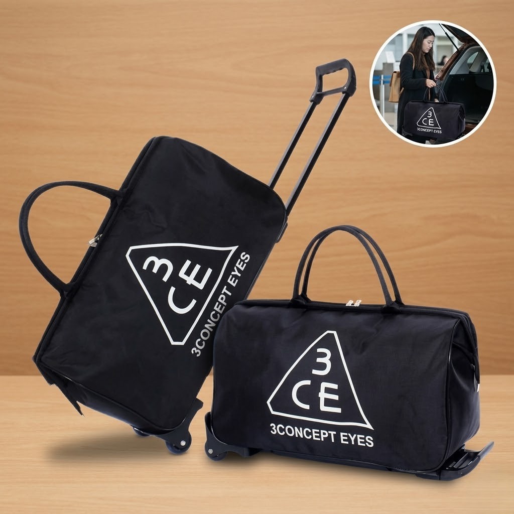 TaffGO Tas Travel Jinjing Roda 2in1 Duffle Bag Besar Koper Mini Lipat Mudik Umroh Baju Gym Waterproo