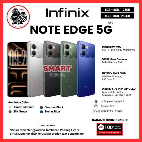 HP INFINIX NOTE EDGE 5G NFC 8/256GB & NOTE EDGE 5G NFC 8/128GB (Garansi Resmi Infinix 1 Tahun)