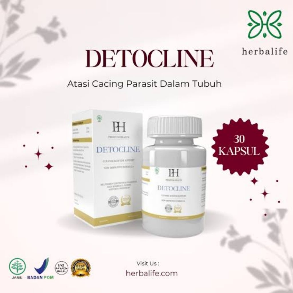 DETOCLINE OBAT ANTI PARASIT BASMI CACING DALAM TUBUH 30 KAPSUL BPOM