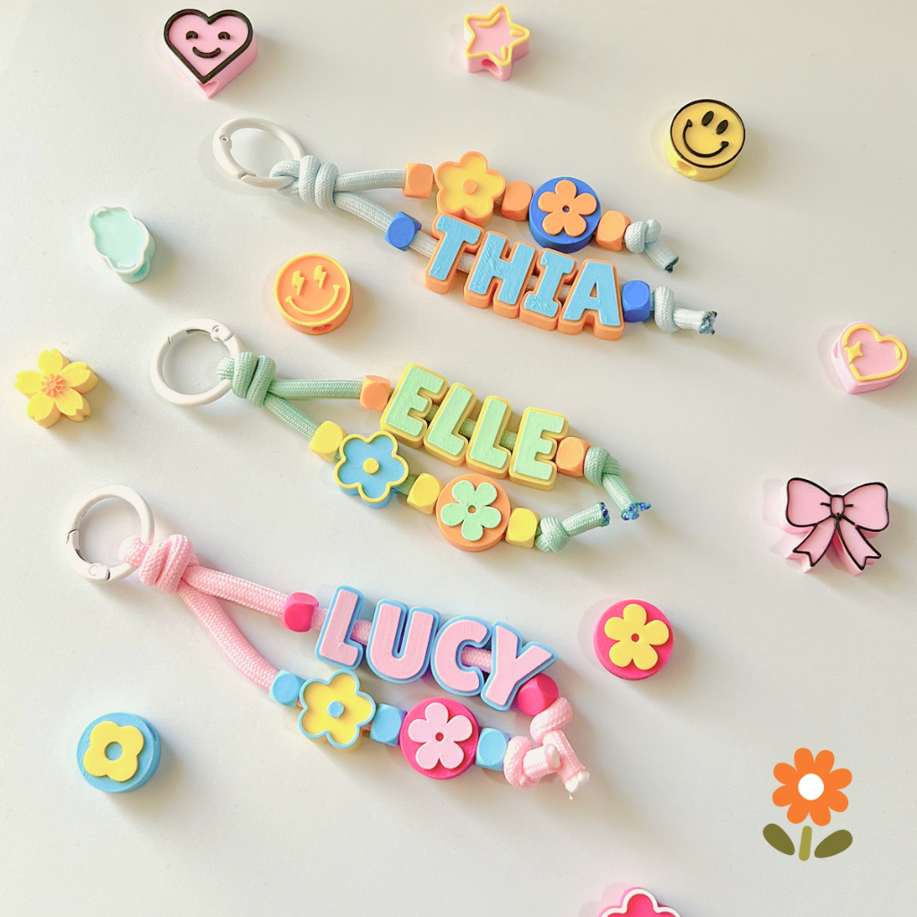 daisy studio - Tropicalia Bag Charm | Premium Cute Letter Beads Custom Nama | Gantungan Kunci Nama |