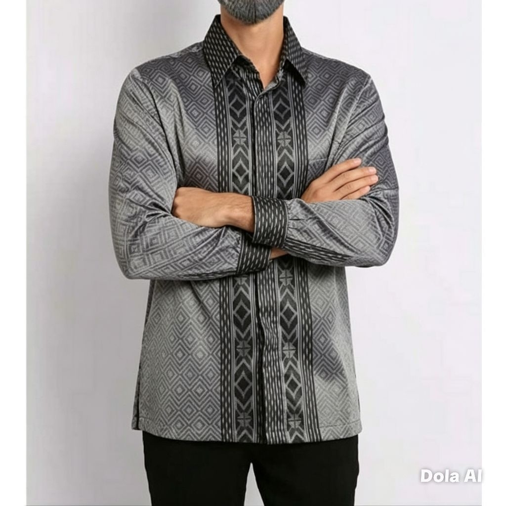 KEMEJA LENGAN PANJANG SONGKET BARON | KEMEJA TENUN BARON PALEMBANG