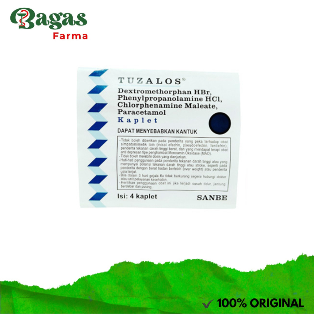 Tuzalos Strip 4 Tablet - Obat Flu dan Batuk