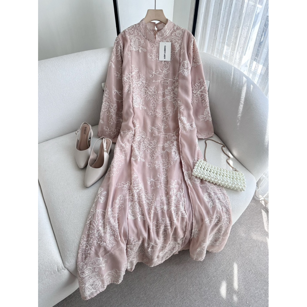 CANDY LADY Loeva simple Flower maxi / Gamis Wanita Terbaru Dress Kondangan Bestseller