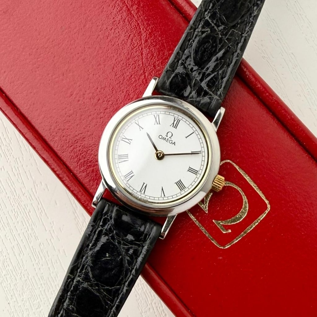 Omega De Ville Ladies White Roman Vintage