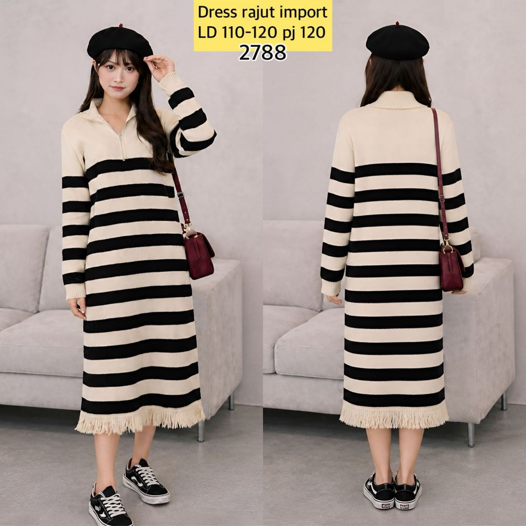 Dress Rajut Import Wanita Gaun Rajut Import Oufit Rajut Import Dress Korean Fashion  Dress Kasual