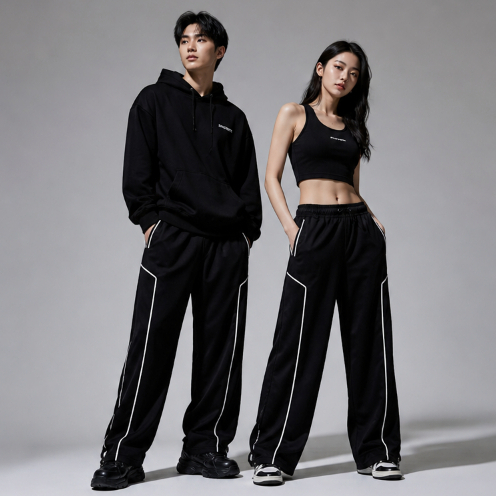 Celana DEWASA Trackpants Parasut Bolt Black Skena Baggy