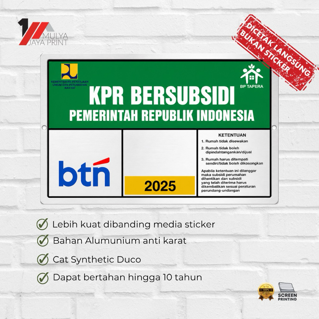 Plat kpr rumah subsidi | plat kpr BTN | Plat kpr BSI | Plat kpr Bni | Plat perumahan | Nomor rumah o