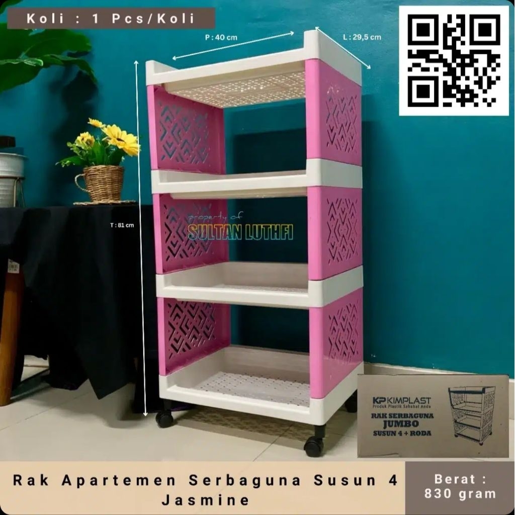 Rak Apartemen Serbaguna Susun 4 Jasmine Kimplast
