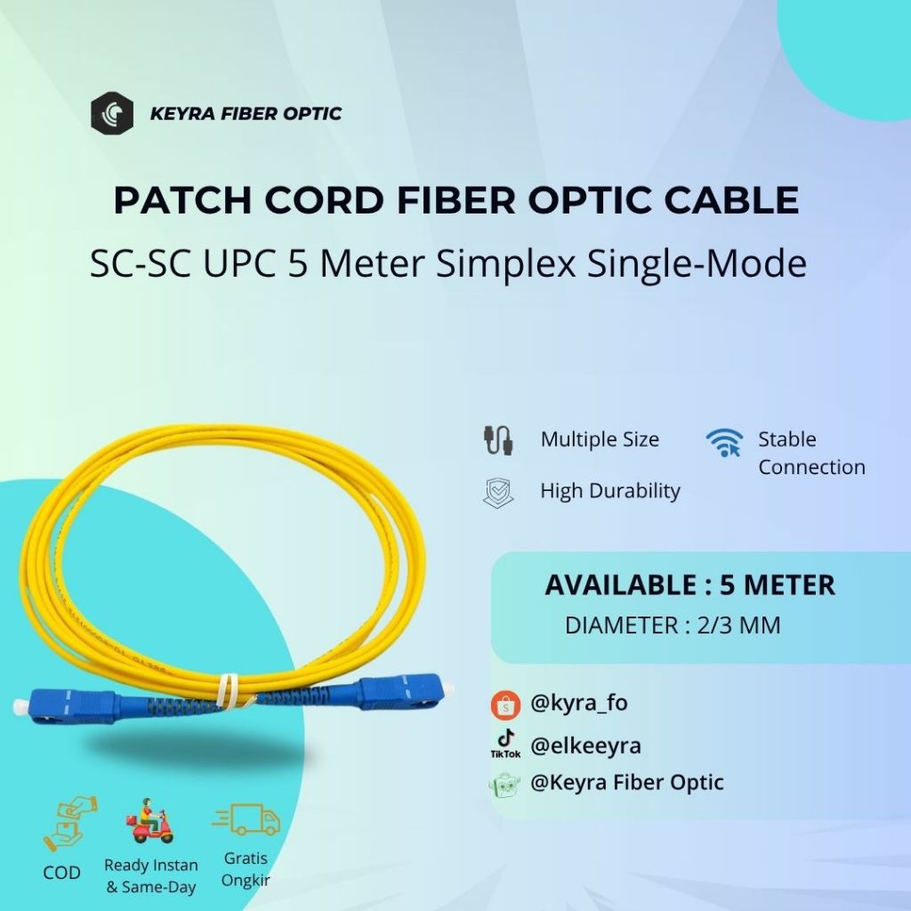 Patch Cord SC/UPC-SC/UPC 5 Meter Simplex Single-Mode//FIBER OPTIC PATCH CORD SC/SC UPC 5 METER SIMPL