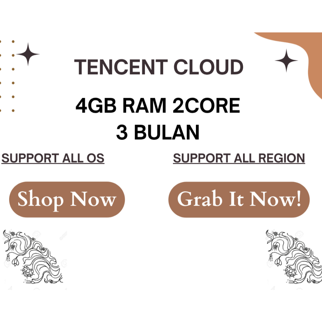 Tencent Cloud I 4GB RAM 2Core 3 Bulan I Bergaransi & Fresh