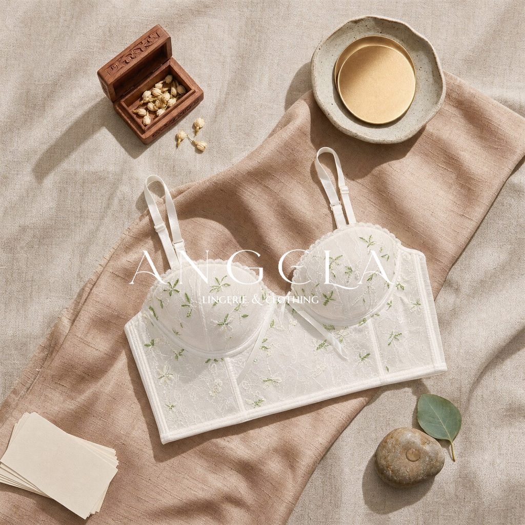 ANGELA PREMIUM JAPAN Rita Bra BH Push Up Set Kawat Celana Dalam Wanita Beha Korea Fashion Bralette