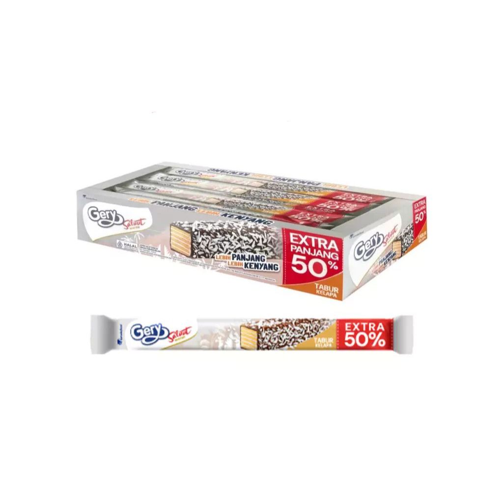 Gery Salut Wafer Kelapa Box - Gery Chocolatos Coconut Roll 1 Box Isi 24 Pcs