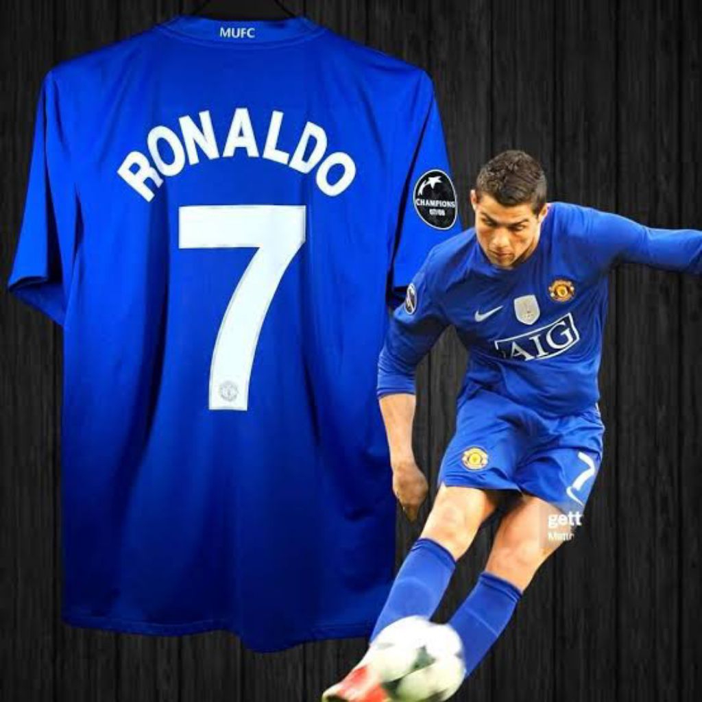 Gratis Nameset RONALDO 7 + Full Patch Jersey Retro Emyu 2008 2009 Size XL