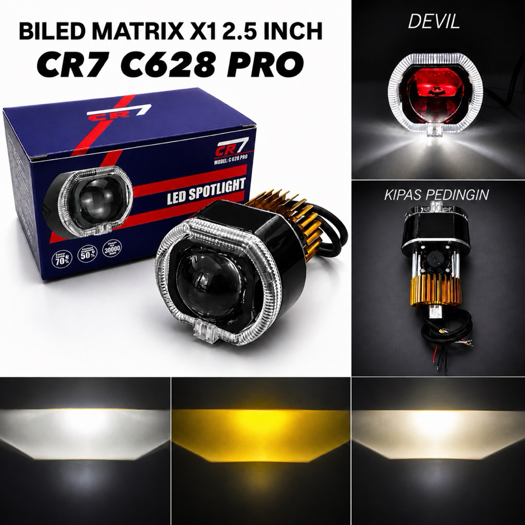 BILED PROJIE CR7 C628 PRO - Biled matrix x1 2.5 inch cahaya 3 warna