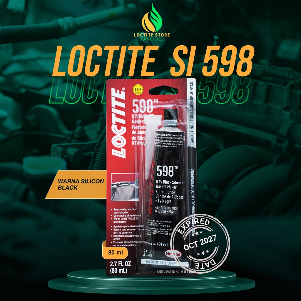 LEM SILIKON GASKET RTV HITAM TAHAN PANAS UNTUK KARTER PAKING DAN KNALPOT LOCTITE SI 598 80ML