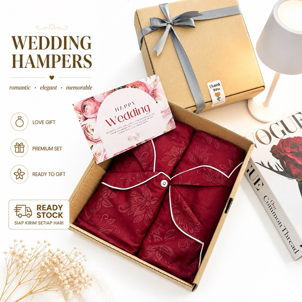 Hampers Wedding Piyama Couple Set | Kado Pernikahan Anniversary Pasangan Hadiah Valentine Seserahan 