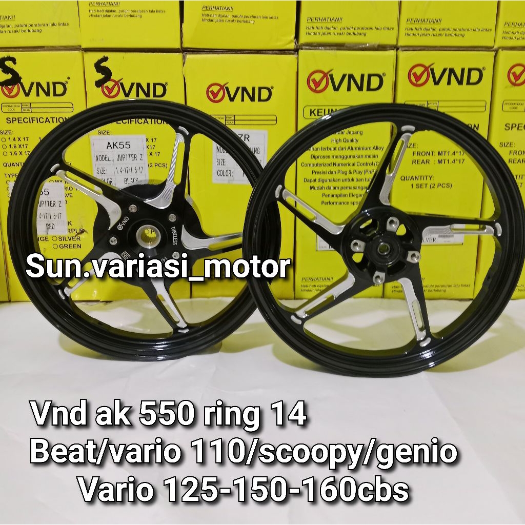 VND VELG AK550 R14 - R17 UK 160/185x14 BEAT KARBU/BEAT FI/BEAT ESP BEAT POP VARIO 125-150 AK 550 VND