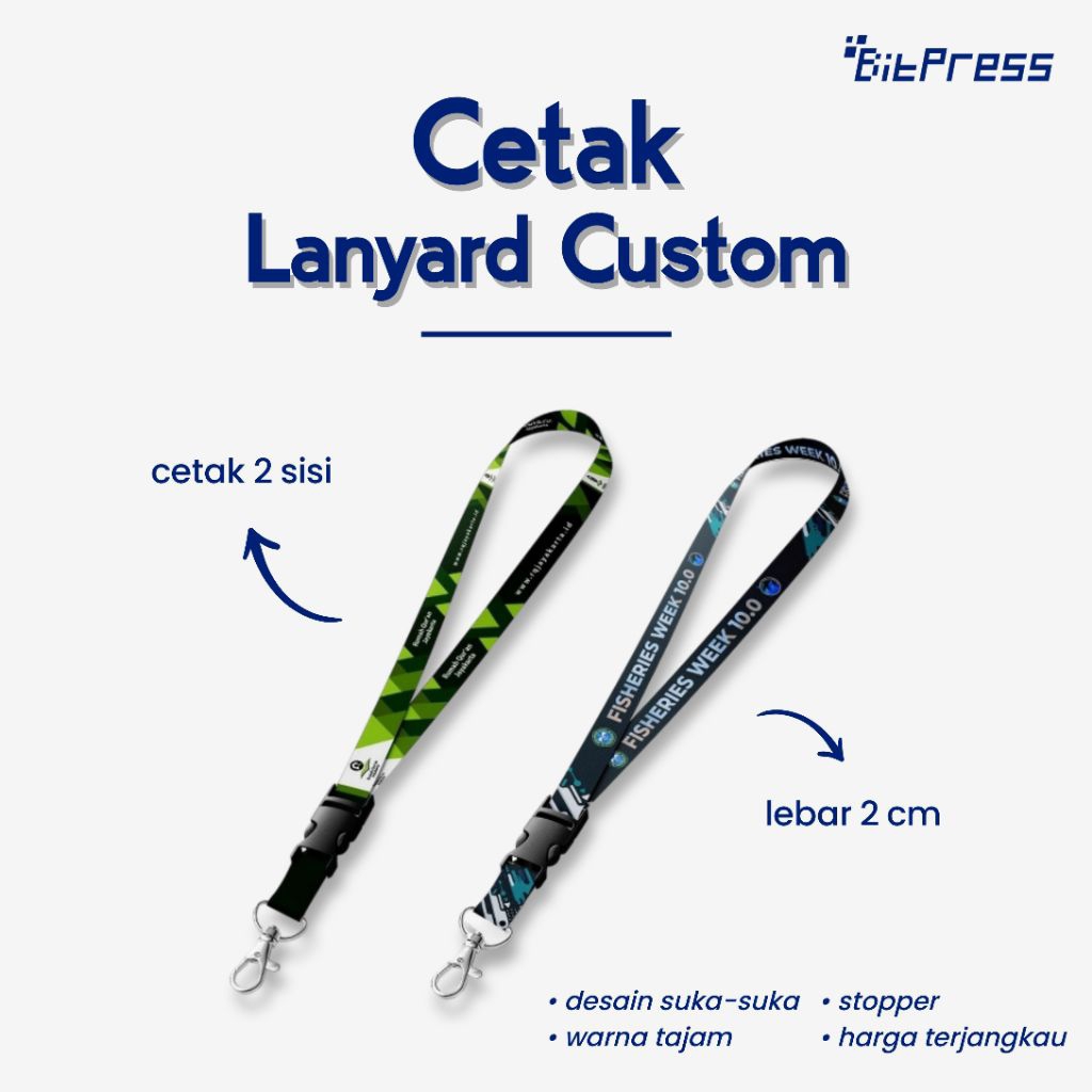 Cetak Lanyard Custom 2 Sisi Sublim Full Color