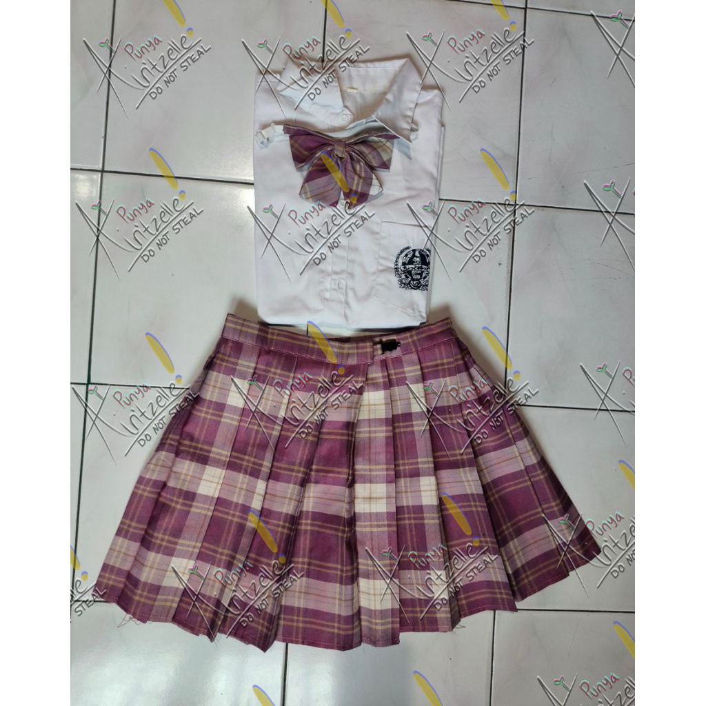 WTS [Want To Sell] / Preloved - Seifuku Pink/Magenta - Inc: Seragam, Rok, & Pita (Pemakaian Pribadi)