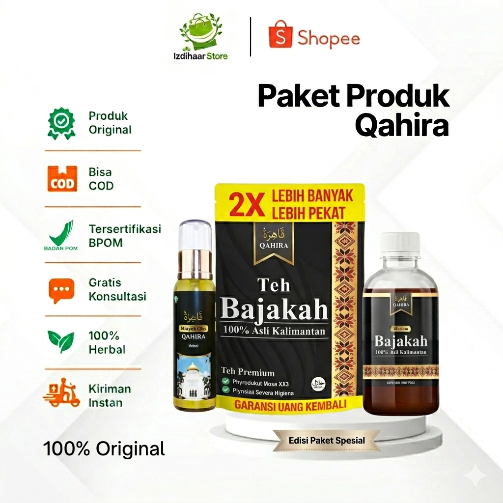 COD Herbal Qahira Minyak Qahira + Madu Bajakah + Teh Bajakah Untuk Benjolan Saraf Kejepit Terbukti A