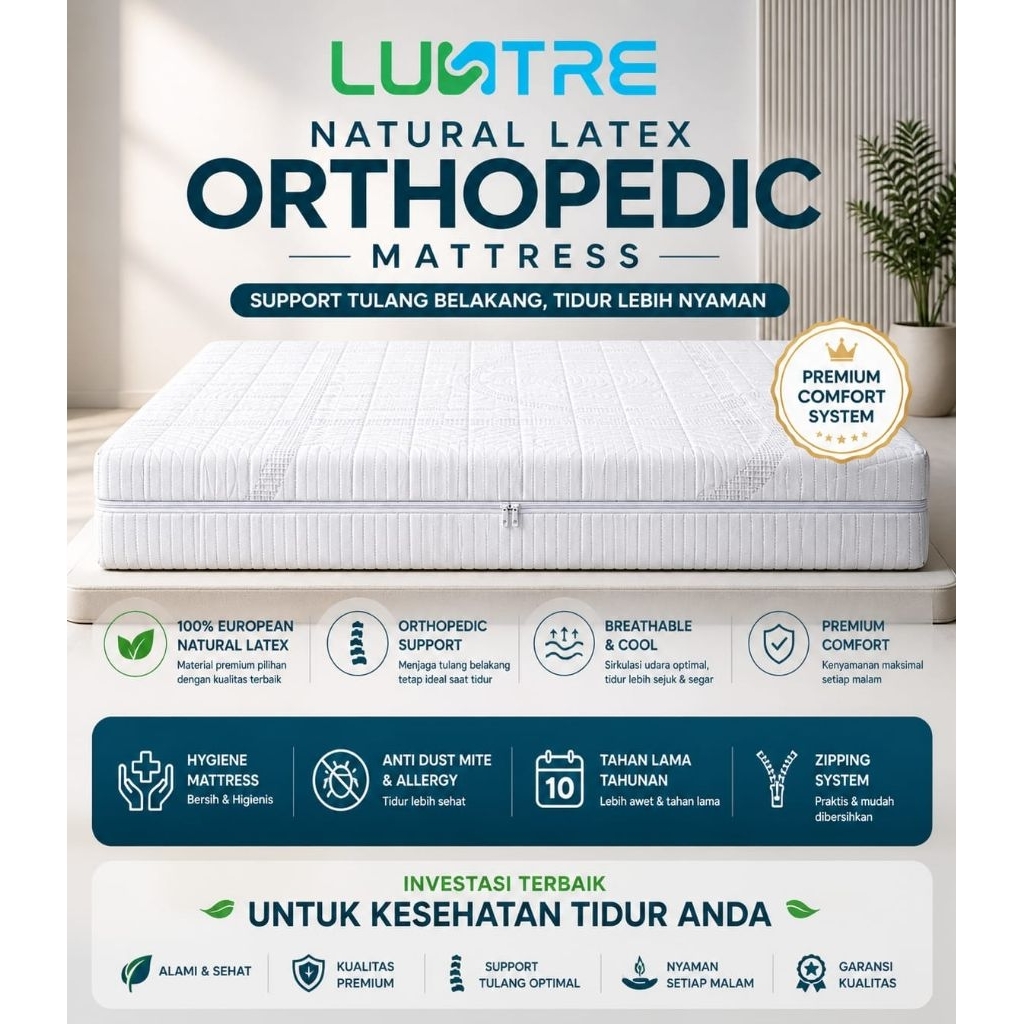 LUSTRE Full Latex Orthopedic Matras - Kasur Latex Kesehatan Tulang 20cm