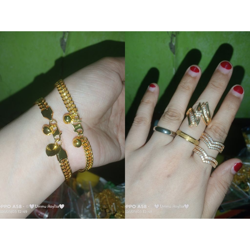 Perhiasan Gelang Dan Cincin Anti Gatal Iritasi . Karna Terbuat Dari Uang Koin Logam Asli 500rupiah T