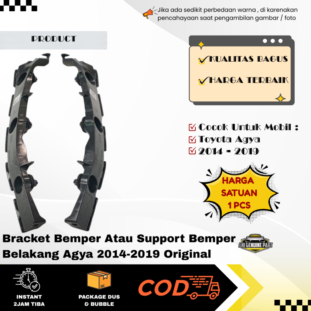 Bracket Bemper Atau Support Bemper Belakang Agya 2014-2019 Original