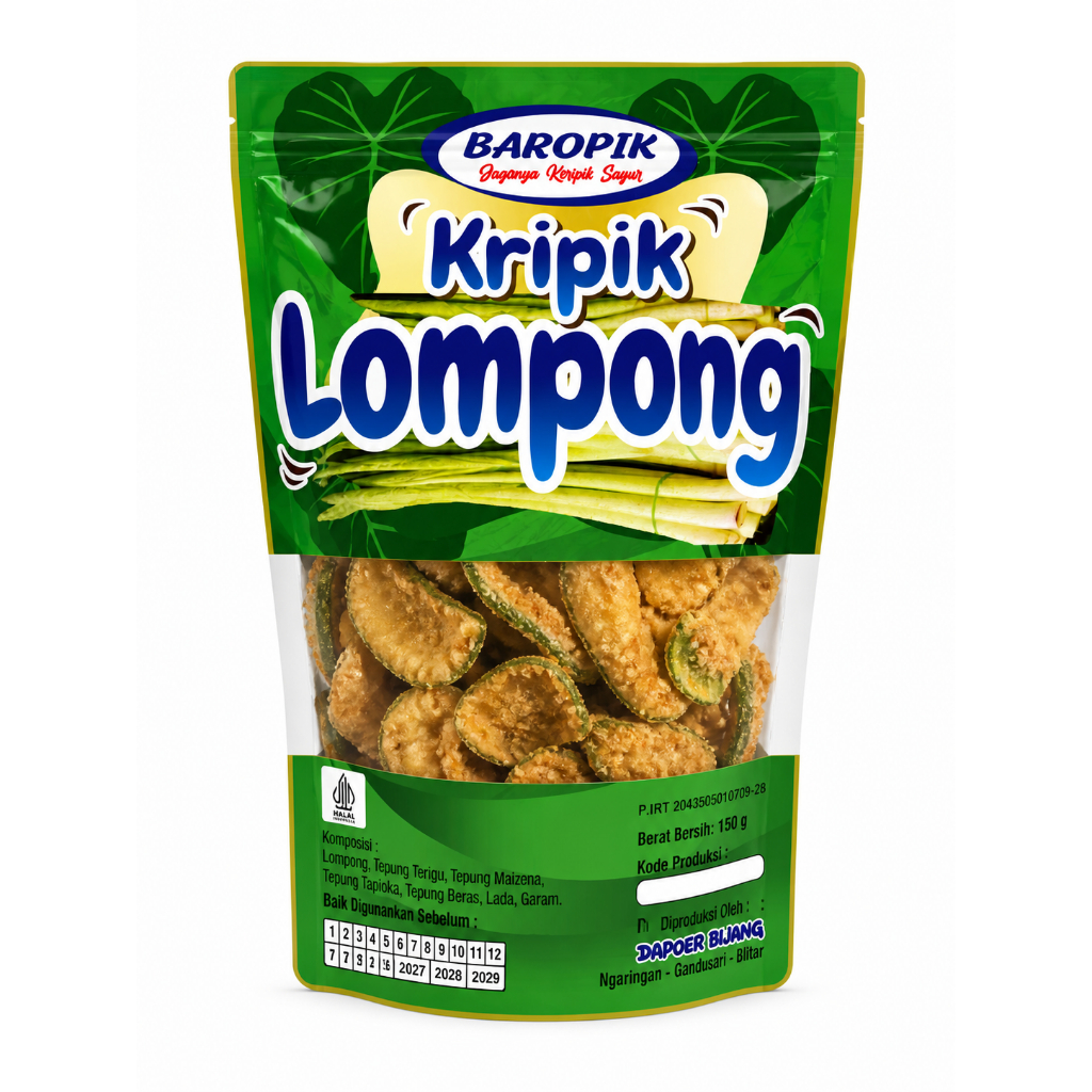 Kripik Lompong Baropik 150gr | Keripik Lompong Renyah Gurih Snack Sayur Khas Blitar Cemilan Unik Pus