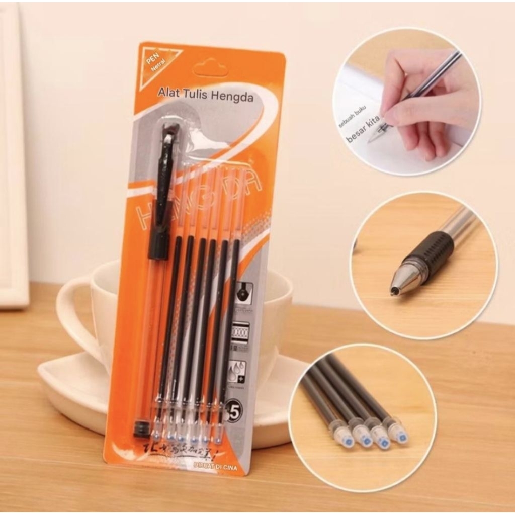 Pulpen gel PEN GEL SET 6pcs Isi Ulang / TINTA PENA CAIR 0.5MM ISI ULANG PEN GEL