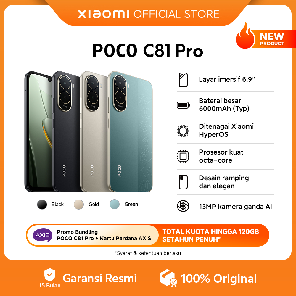 POCO C81 Pro (4GB/128G) (4GB/64GB) | Layar imersif 6.9" | Baterai besar 6000mAh (Typ) | Ditenagai Xi